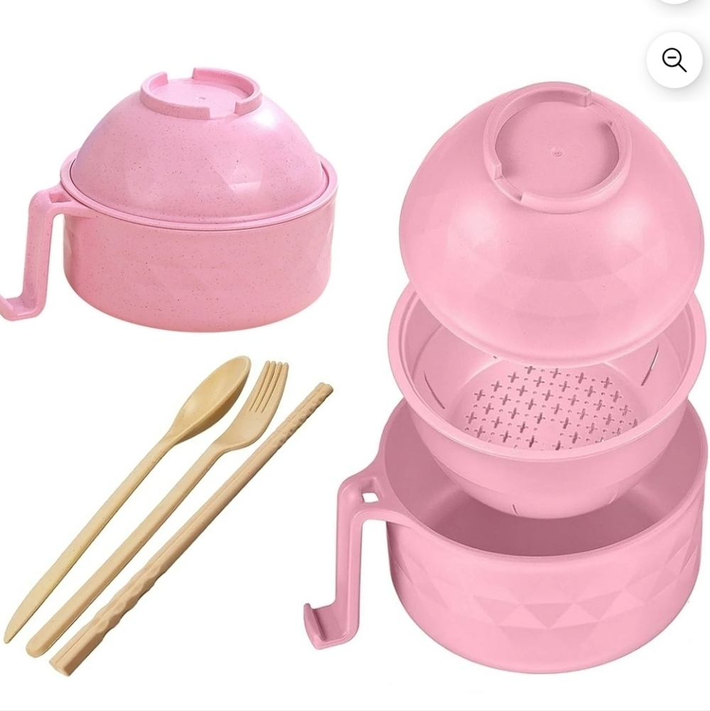 Pink Ramen Bowl Set with Utensils